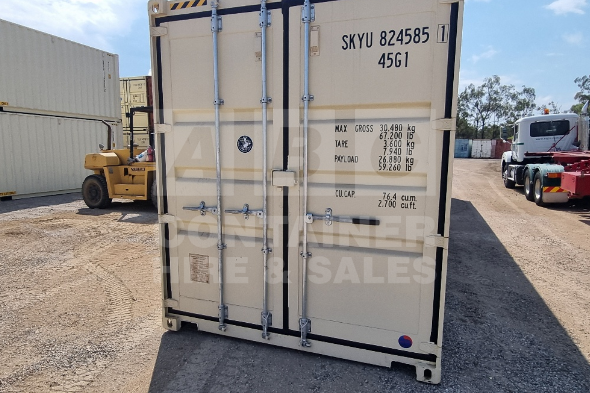 Rank 10 out of 10 new build cream 40 foot high cube shipping container in Townsville.