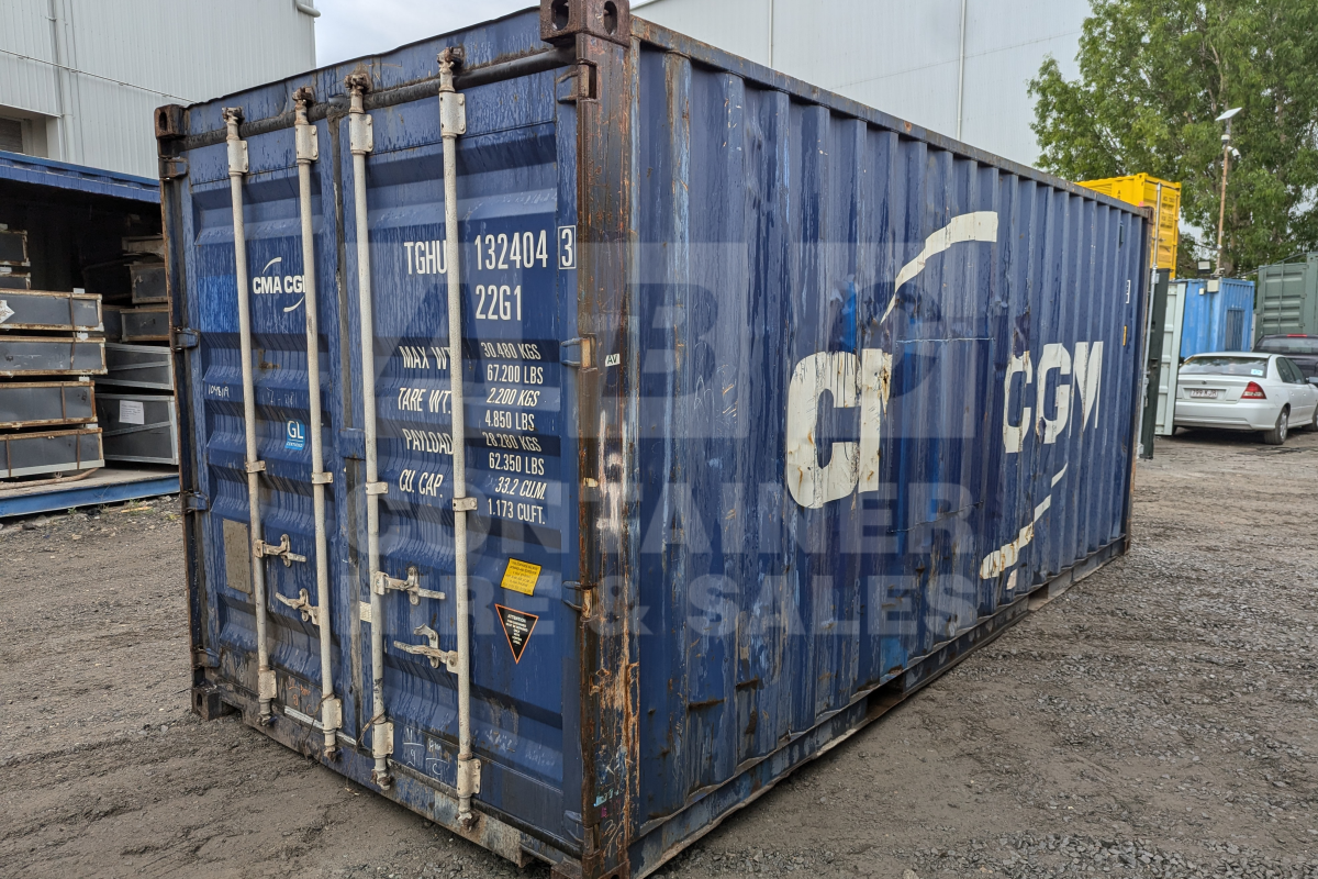 Rank 2 out of 10 used blue 20' Standard Height Steel Container (with doors one end only) in Toowoomba.