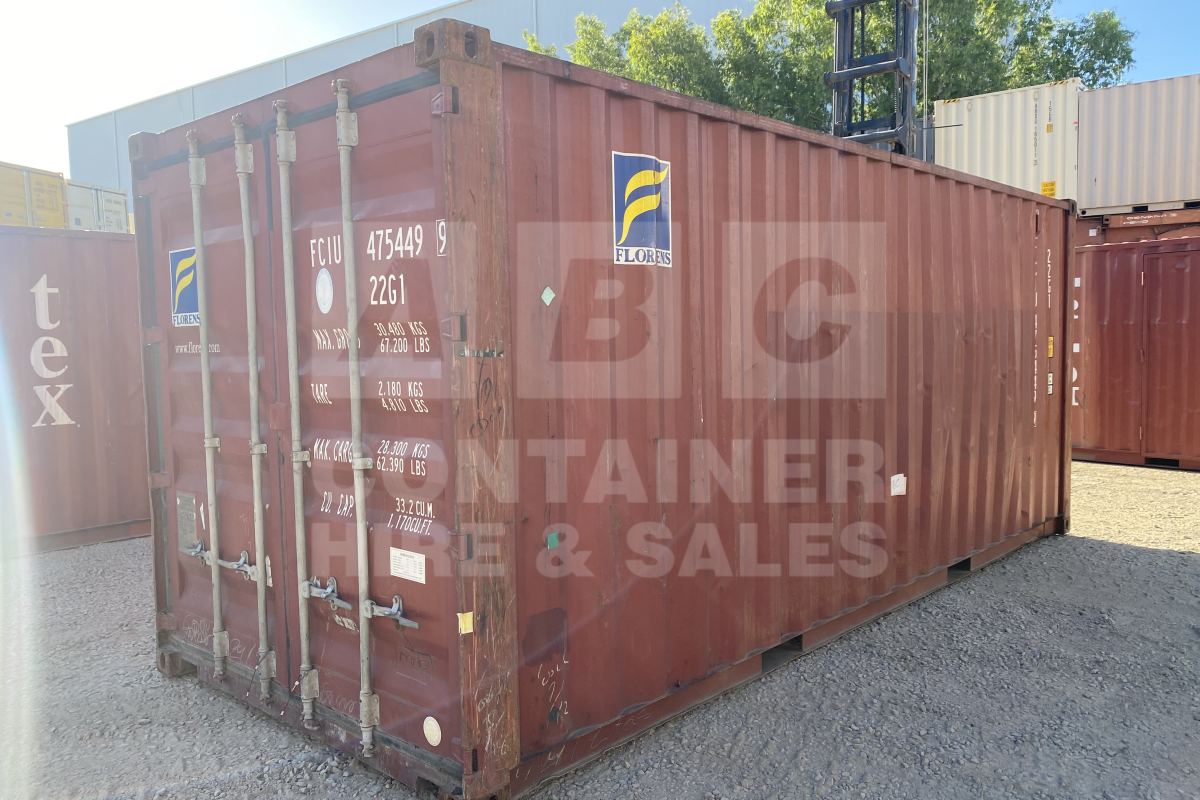 Rank 2 out of 10 used brown 20' Standard Height Steel Container (with doors one end only) in Toowoomba.
