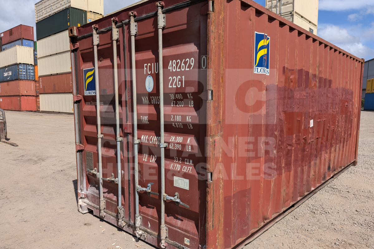 Rank 2 out of 10 used brown 20' Standard Height Steel Container (with doors one end only) in Brisbane.