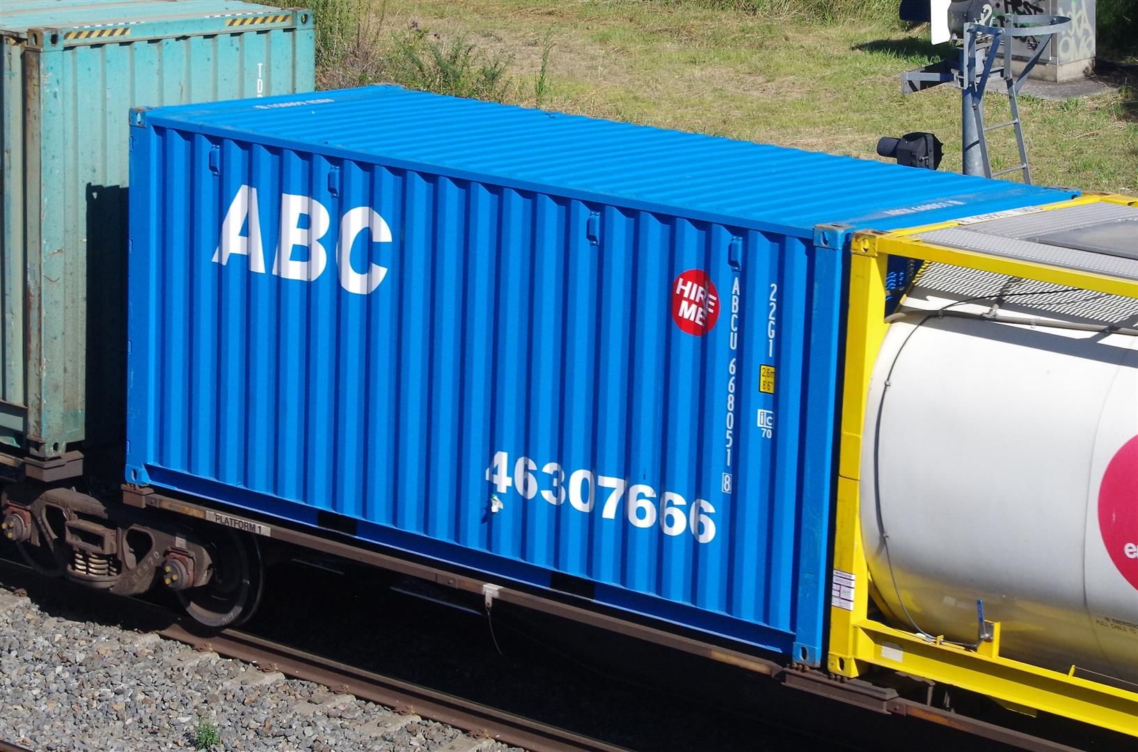 ABC container on a train